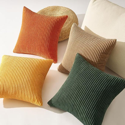 Topfinel Set of 4 Mordern Nordic Boho Farmhouse Cushion Covers Green Rust Throw - Image 4