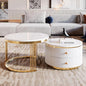 Modern 2 Pieces White Round Nesting Coffee Table by Flieks