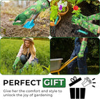 HANDLANDY Women Gardening Gloves, Scratch Resistant Breathable Ladies Rose Pruning Long Gauntlet Floral Print Garden Yard Gloves, Gift for Gardeners (Green, S)