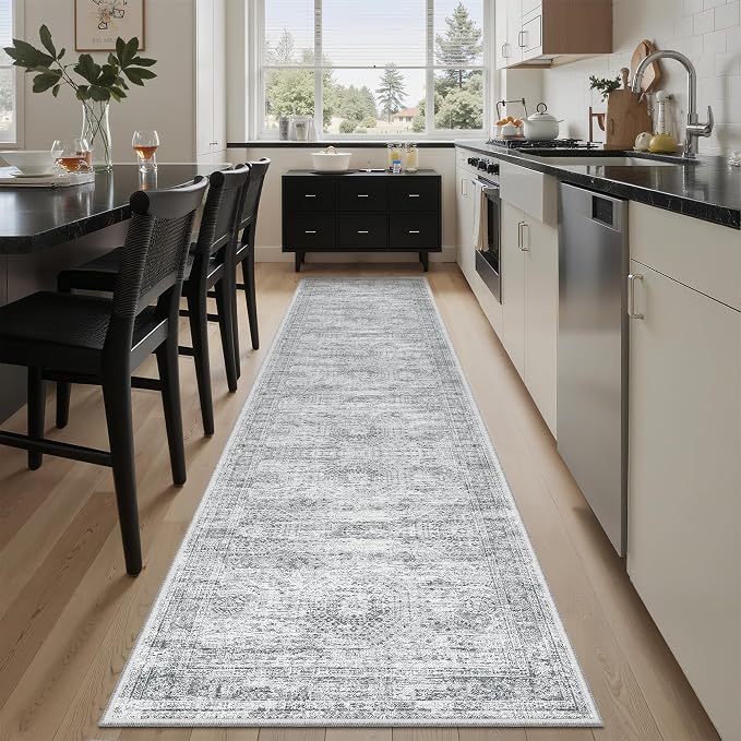 Soalmost Runner Rug 2x8 Washable Non-Slip Hallway Kitchen Runners Grey | Stain by Soalmost