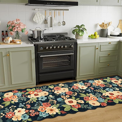 DUKINO 2.6x10 Runner Rug for Hallway, Washable Rug Non Slip, Low Pile, Floral - Image 3