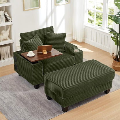 KEIKI Corduroy Storage Armrest Sofa, Single Versatile Seat - Image 2