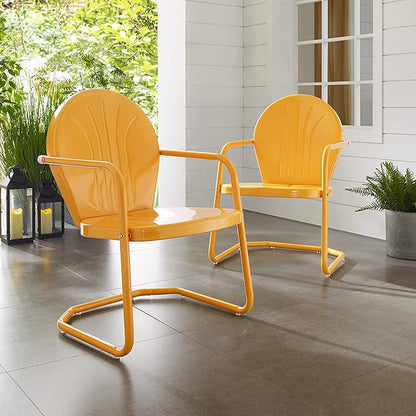 Crosley Furniture Griffith Outdoor Chair, Retro Metal Patio Chairs - Image 7