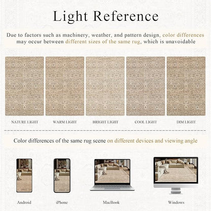 Schweek 6x9 Area Rug Khaki Washable Vintage Distressed Living Room Rugs | Non - Image 6