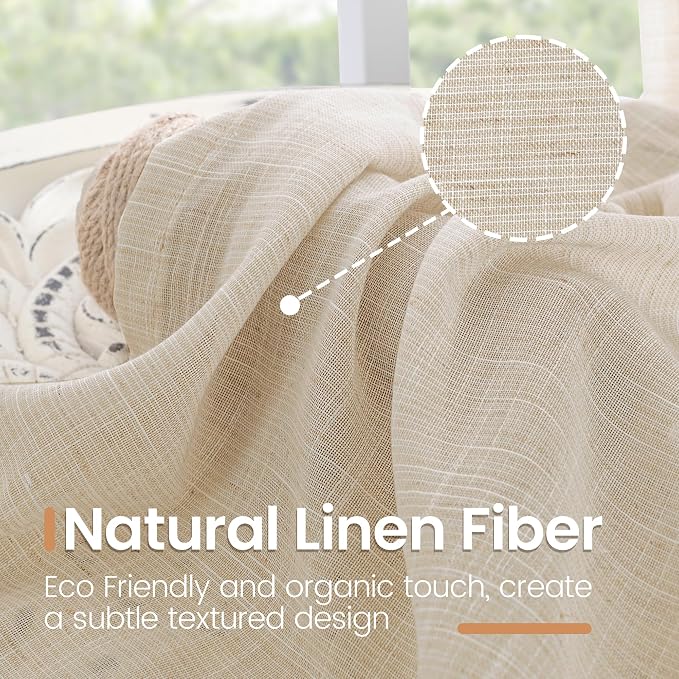 BGment Natural Linen Curtains 63 Inches Long - Image 3