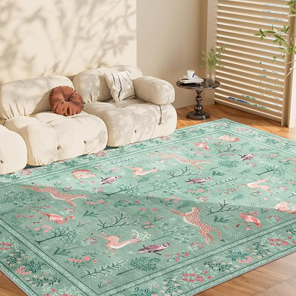 DUKINO 5x7 Area Rugs, Washable Animal Rug - Image 9