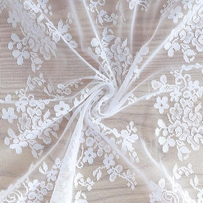 YJ YANJUN Vintage Lace Curtains 84 Inches Long Brilliant White 2 Panels | - Image 5