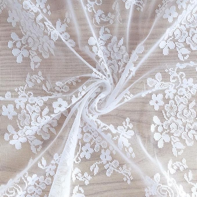 YJ YANJUN Vintage Lace Curtains 72 Inches Long Brilliant White 2 Panels | - Image 5