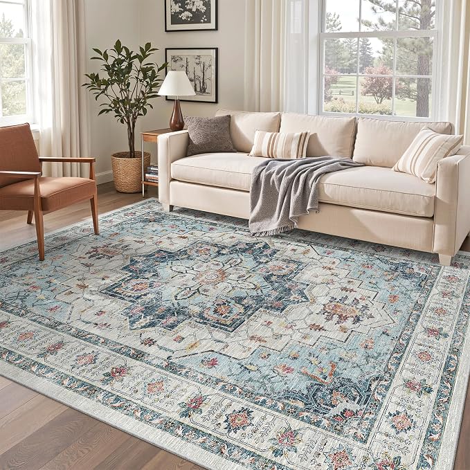 Madane 6x9 Area Rugs for Living Room, Soft Vintage Washable Rug, Dining Bedroom by Madane