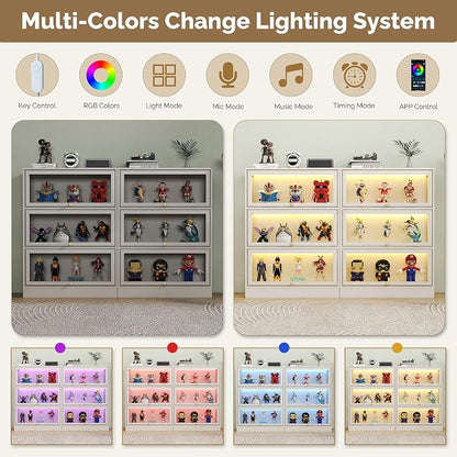 Display Cabinet with Acrylic Glass Doors, 3-Tiers Curio Cabinet with LED - Image 4