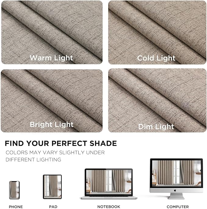 Joydeco 100% Blackout Curtains for Bedroom，Natural Linen Curtains, Thermal - Image 9