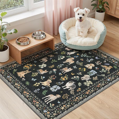 Soalmost 2x3 Dog Rugs for Entryway, Washable Door Mat Animal Soft Rug Black | - Image 3