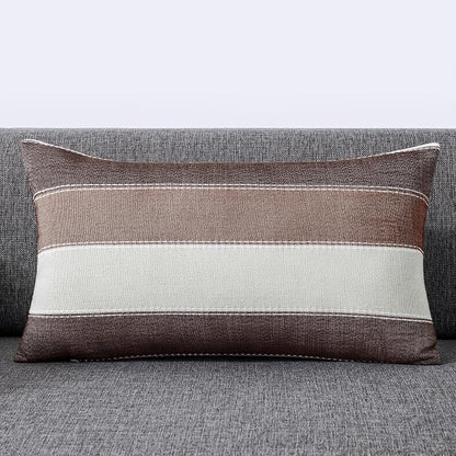 AmHoo Pack of 2 Farmhouse Stripe Check Throw Pillow Covers Set Case Cotton - Image 2