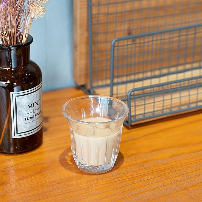 Espresso Cups Set of 4 Clear Glass Cups 3oz for Coffee/Milk, Coffee Mugs Insulated Shot Glasses Regular Espresso Accessories in Kitchen/Office/Bar, Easy to Clean (3oz-4 Pack)