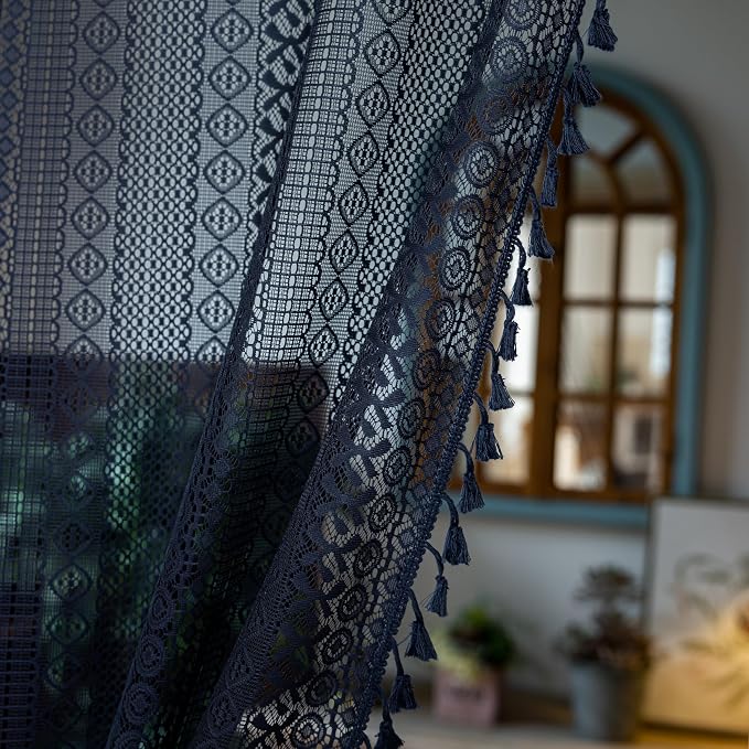 Sutuo Home Navy Blue Boho Doorway Curtain - Image 8