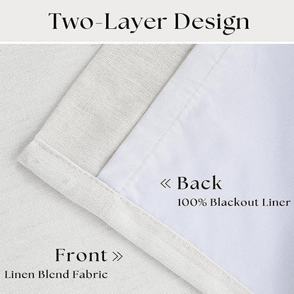Off White Pinch Pleated 100% Blackout Curtains 102 Inches Long | Linen Blend - Image 4