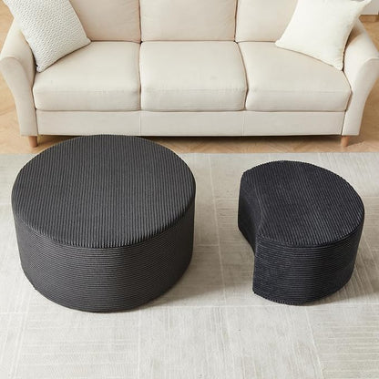 49.7'' Foam Round Nesting Coffee Table Set of 2, Modern Upholstered Side End - Image 4