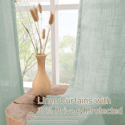 Light Sage Linen Curtains 45 Inches Long - Image 5