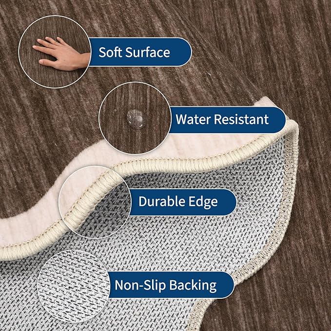 GarveeHome Scalloped Area Rug 4x6 Washable Rug Non Slip | Modern Traditional - Image 4