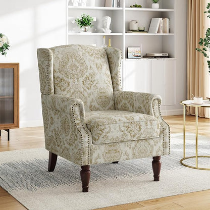 Pia Ricco Set of 2 Floral Accent Chairs, High Back Upholstered Armchairs - Image 7