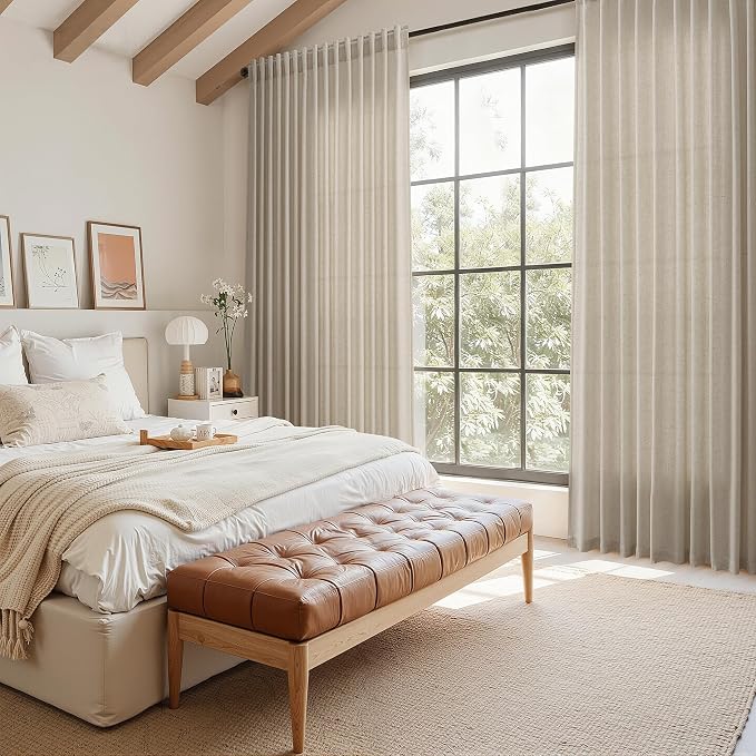 Extra Long 120 Inch Curtains for Living Room Cobblestone Linen Light Filtering - Image 7