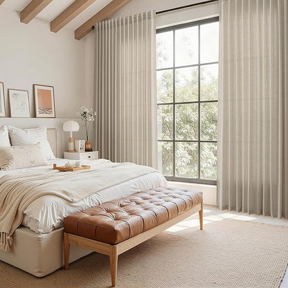 Living Room Curtains 63 Inch Length Linen Blend Cobblestone Light Filtering - Image 7
