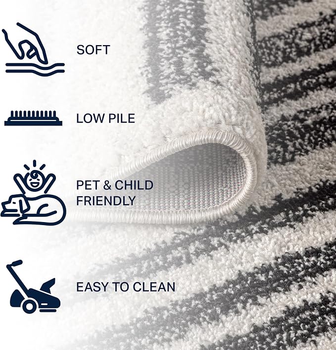 JONATHAN Y Khalil Modern Berber Stripe Cream/Black 6x6 Square Indoor Area Rug - Image 3