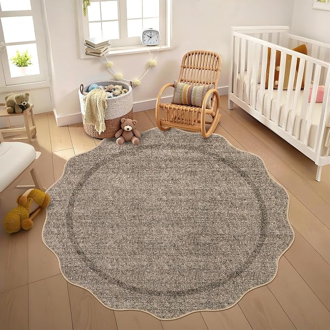 GarveeHome Scalloped Round Rugs 6Ft Washable Area Rug - Image 6