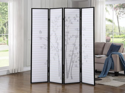 Roundhill Bamboo Print 4-Panel Framed Room Screen/Divider - Image 2