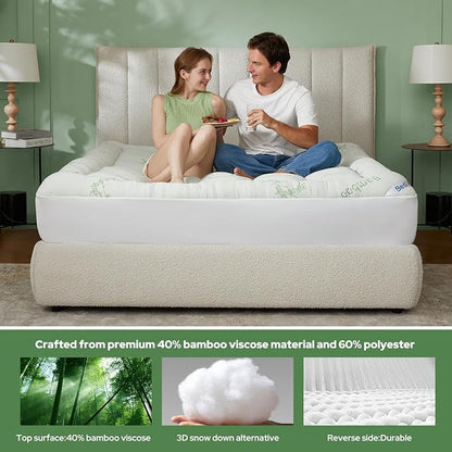 BEDLORE Queen Mattress Topper Viscose Derived from Bamboo, Thick Pillow Top - Image 3