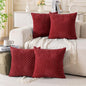 Set of 4 Burgundy Decorative Throw Pillow Covers 24x24 Inch Corduroy Pillow by Cozoomy