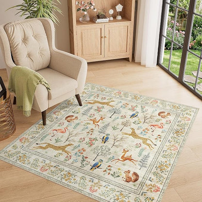 DUKINO 4x4 Square Area Rug, Washable Animal Rug - Image 5
