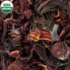 Hibiscus Tea 1LB (16Oz) 100% CERTIFIED Organic Hibiscus Flowers Herbal Tea (WHOLE PETALS), Caffeine Free in 1 lbs. Bulk Resealable Kraft BPA free Bags from U.S. Wellness