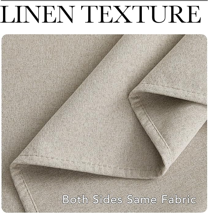 NICETOWN 100% Blackout Linen Curtains 96 inches Long, Crisp Faux Linen Curtains - Image 4
