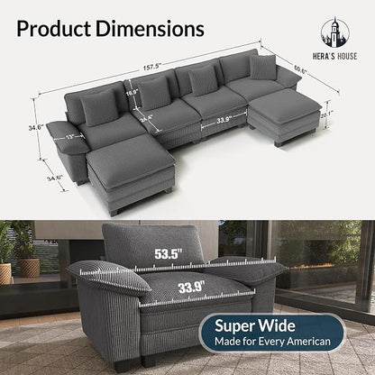HERA'S HOUSE 158" Modular Sectional Sofa, Oversized U Shaped Couches - Image 2