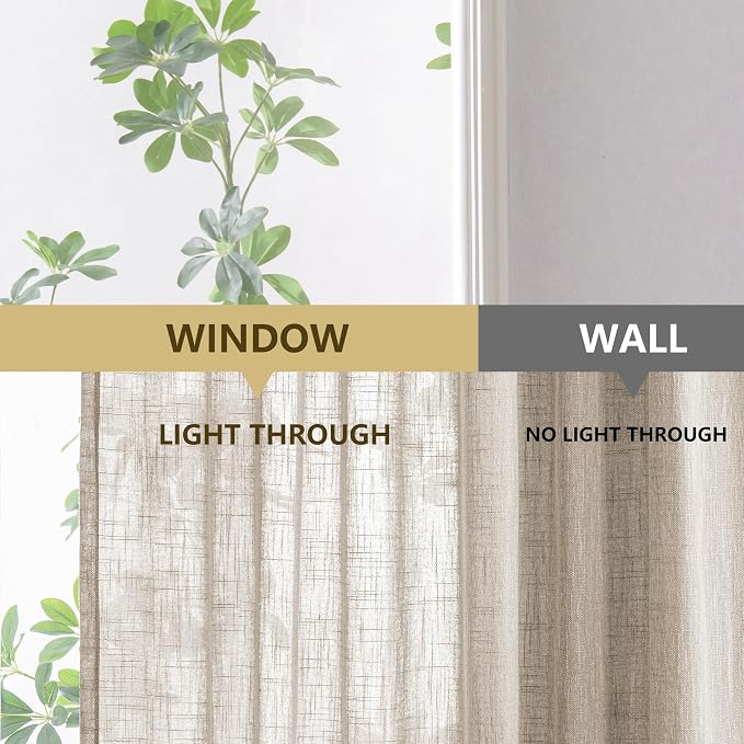 MYSKY HOME Cotton Curtains for Living Room Farmhouse Semi Sheer Light Filtering - Image 6