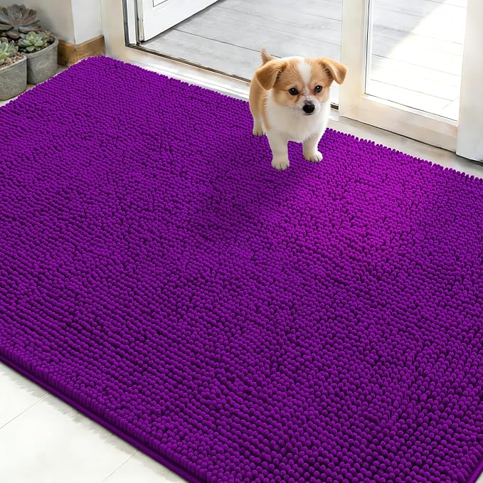OLANLY Dog Door Mat for Muddy Paws 50x30, Super Absorbent Chenille Mud Mat | by OLANLY