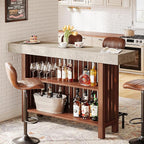 Tribesigns 63-Inch Large Home Bar Unit, 2-Tier Kitchen Island Mini Bar Height Pub Table with Footrest, Modern Coffee Bar Cabinet for Dining Room, Bistro, Living Room