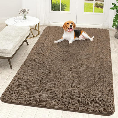 OLANLY Dog Door Mat for Muddy Paws 70x46, Super Absorbent Chenille Mud Mat | Tan by OLANLY