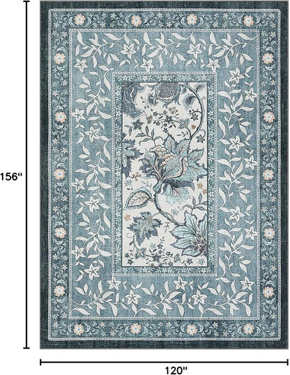 GarveeHome Provence Area Rugs 10x13 Living Room, Botanical Grove Misty Blue - Image 2