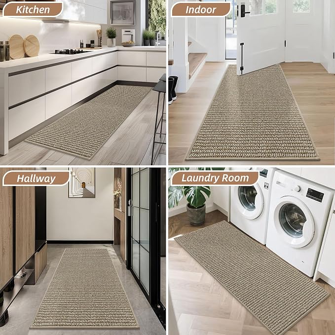 BEQHAUSE Dirt Trapper Door Mat 20" x 48", Non-Slip Washable, Light Beige | - Image 8