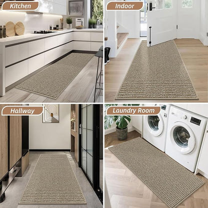 BEQHAUSE Dirt Trapper Door Mat 20" x 48", Non-Slip Washable, Light Beige | - Image 8