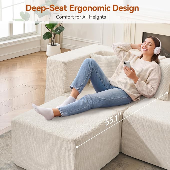 MONVANE 103'' Modular Sectional Sofa, Cloud Sectional Couch - Image 6