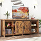 70" Farmhouse TV Stands for 70 75 80inch TV w/Adjustable Shelves, Sliding Barn by Unknown