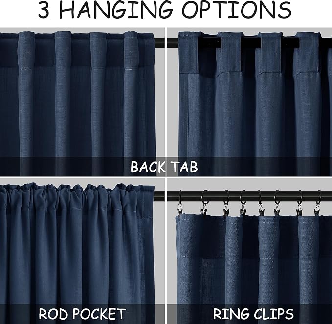 Denim Blue Linen Curtains 72 Inch Length - Image 2