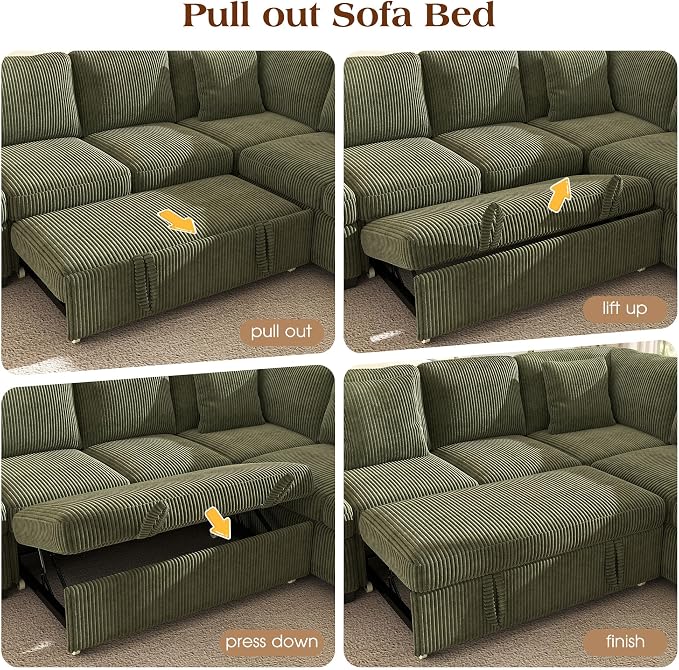 Ihanherry 6-Seater Large Sectional Sofa Bed - Image 7