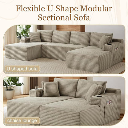 134 Inch Modular Sectional Sleeper Sofa, Boneless Cloud Couch - Image 7