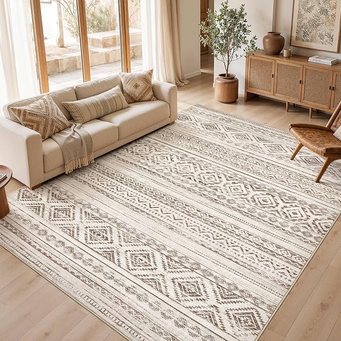 cotiled Boho 7x9 Area Rug for Living Room: Large Moroccan Washable Rug | Stain by COTILED