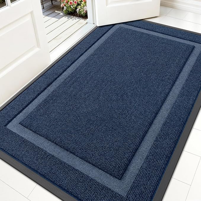 OLANLY Front Door Mat Outside 59x30, All-Season Heavy-Duty Rubber Doormat | Blue by OLANLY