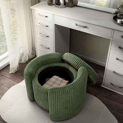 Furniture of America Lennox Modern Chenille 25-inch Round Storage Ottoman - Image 13